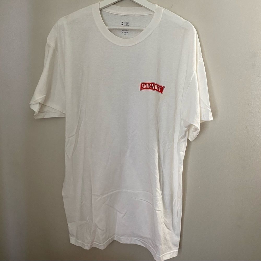 Smirnoff Logo Tee Shirt Liquor Bartender Halloween White Red Simple Classic Crew